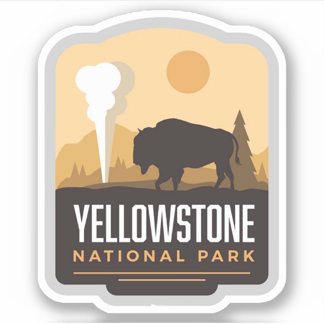 Parque nacional Yellowstone Gran Pegatina de vinil (Anverso)
