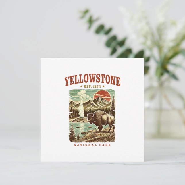 Parque nacional Yellowstone - Montaña y Bison (Anverso de pie)