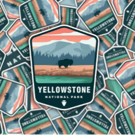 Parque nacional Yellowstone Retro | Pegatina de co