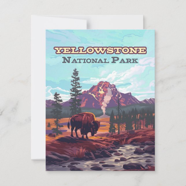 Parque nacional Yellowstone Wyoming Bison Card (Anverso)
