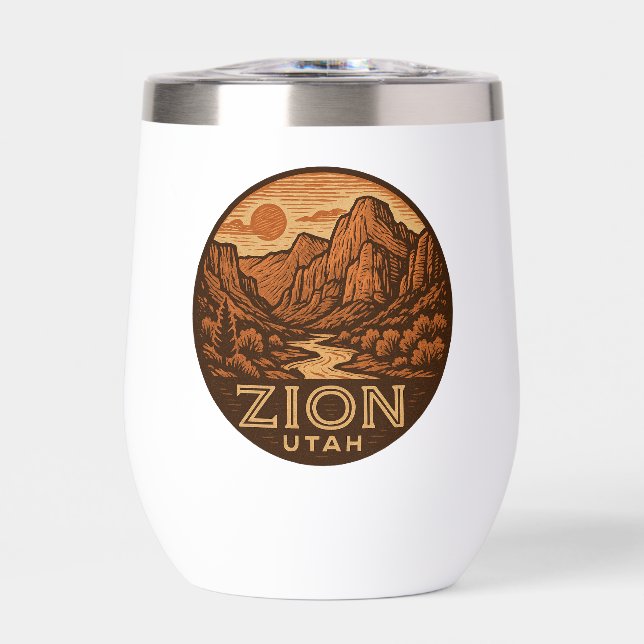 Parque nacional Zion Tumbler de vino sin Stemless  (Frente)
