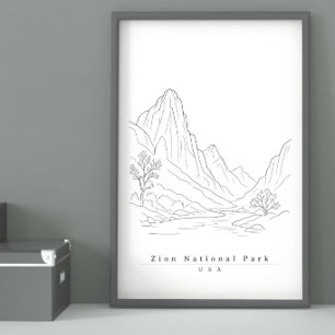 Parque Nacional Zion USA Arte de viaje de línea mi