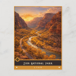 Parque Nacional Zion | Utah Tarjeta Postal Antiguo