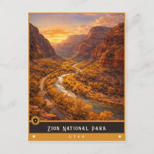 Parque Nacional Zion Utah Tarjeta Postal Antiguo