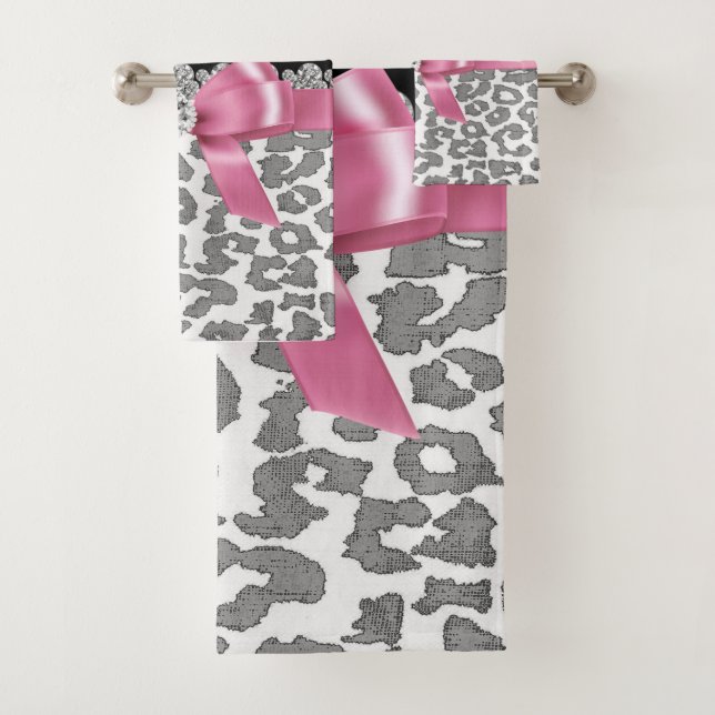 Parques florales Glam Pink Bow-Gray Leopard-Silver (In situ)