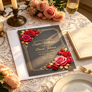 Parte Posterior de la Invitación de Boda de Rosas 