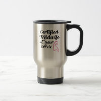 Partera certificada en su taza de café del viaje