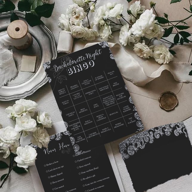 Partida Bingo Gothic Black Floral Bachelorette Par (Subido por el creador)