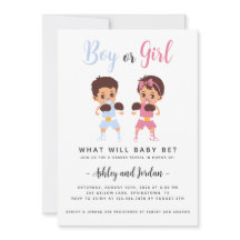 Partida de boxeo de bebé de género Invitación a re