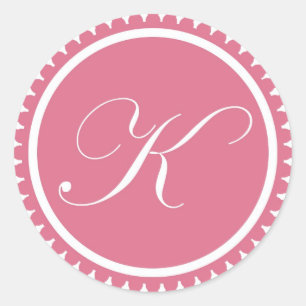 Partida inicial de sello monograma rosa princesa K