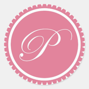 Partida inicial de sello monograma rosado de princ