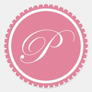 Partida inicial de sello monograma rosado de princ