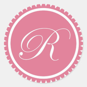 Partida inicial de sello monograma rosado de princ