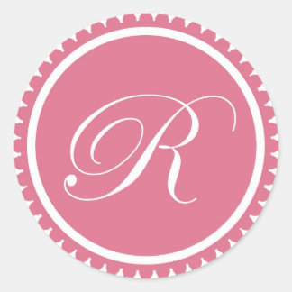 Partida inicial de sello monograma rosado de princ
