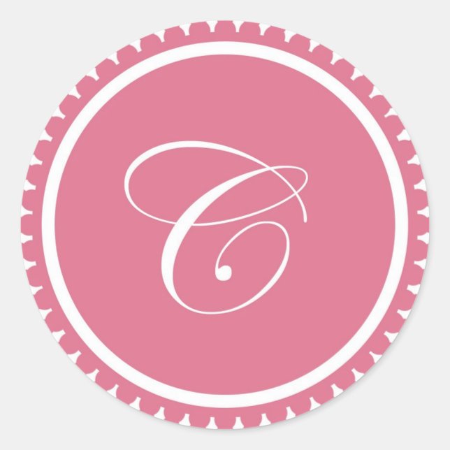 Partida inicial de sello monograma rosado princesa (Anverso)