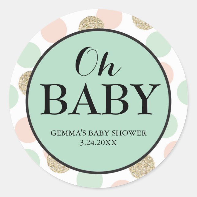 Partido Baby Shower: Pegatina a favor, género neut (Anverso)