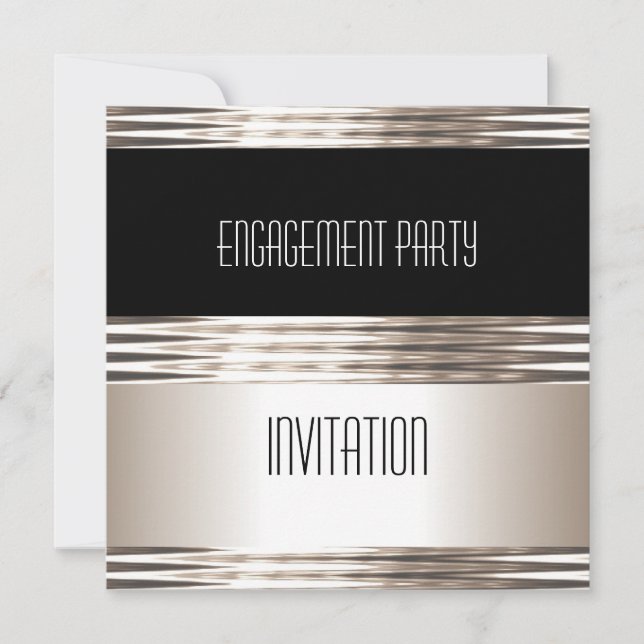 Partido de compromiso de invitación Art Deco Cream (Anverso)