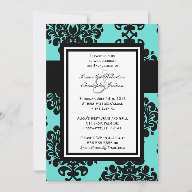 Partido de compromiso Elegante Invitación de Boda  (Anverso)
