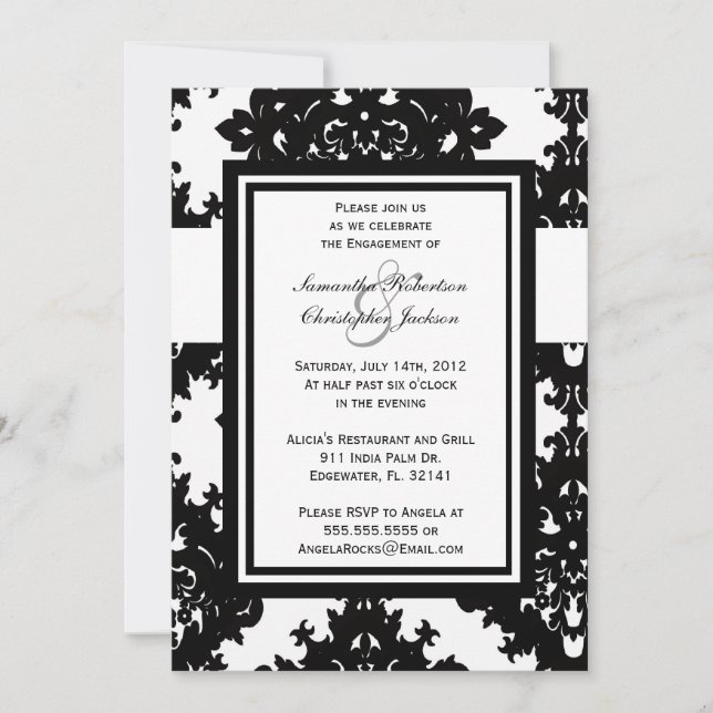 Partido de compromiso Elegante Invitación de Boda  (Anverso)