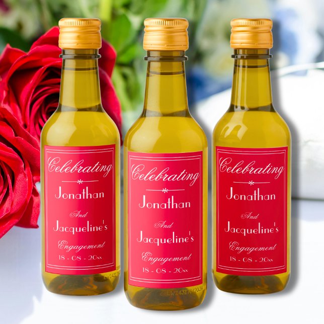 Partido de compromiso Gracias Por Favorecer Red &  (For a Perfect Engagement Party -Thank You Favors Red & White Mini Wine Labels.)