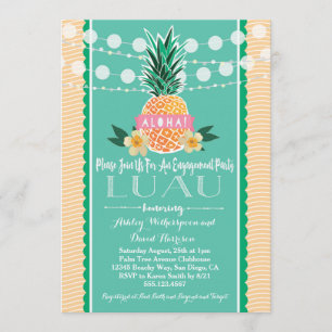 Partido de compromiso Luau Hawaiian Invitación