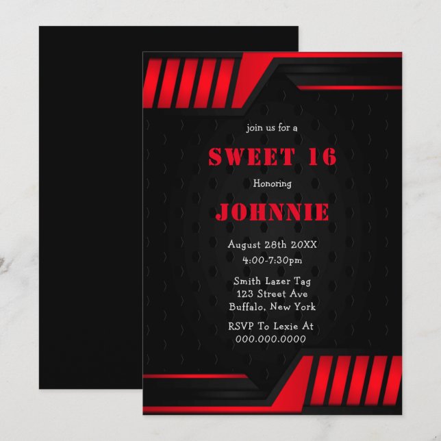 Partido de cumpleaños 16 invitaciones al dulce neg (Anverso / Reverso)