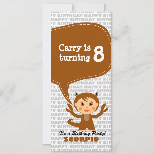 Partido de cumpleaños de invitación a Scorpio (Anverso)