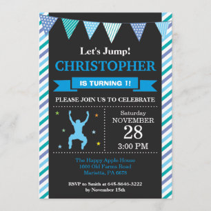 Partido de cumpleaños de Trampoline de Invitación 