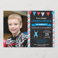 Partido de cumpleaños de Trampoline de Invitación 