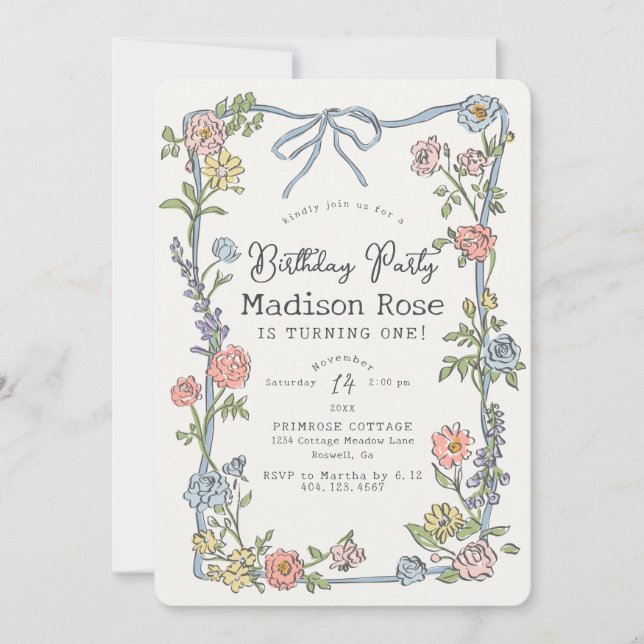 Partido de cumpleaños floral Pastel Fiesta del Jar (Anverso)