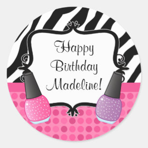 Partido de Cumpleaños Pegatina Zebra Stripe