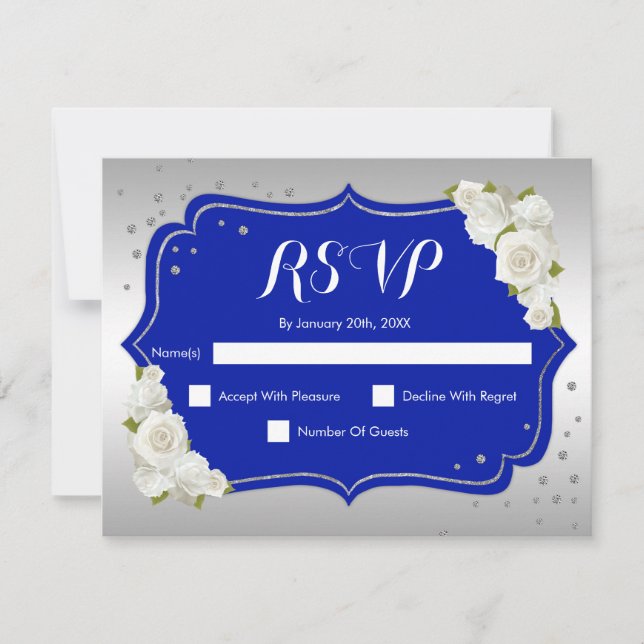 Partido de Cumpleaños RSVP - Tarjeta Blanca Royal  (Anverso)