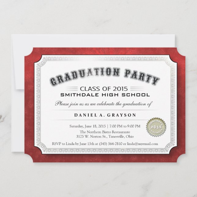 Partido de Graduación 2015 Invitación del Diploma  (Anverso)