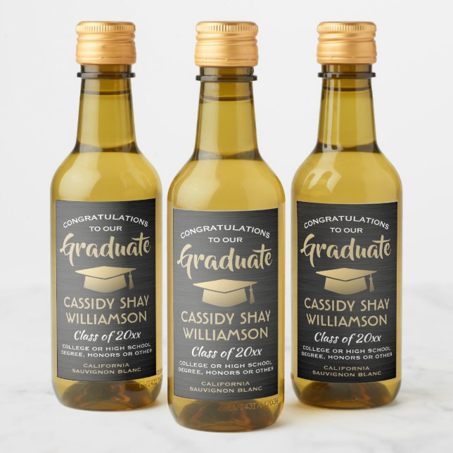 Partido de Graduación cepillado de oro negro y min (Botellas)