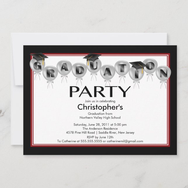 Partido de Graduación de Globos Invitación a Cabo  (Anverso)