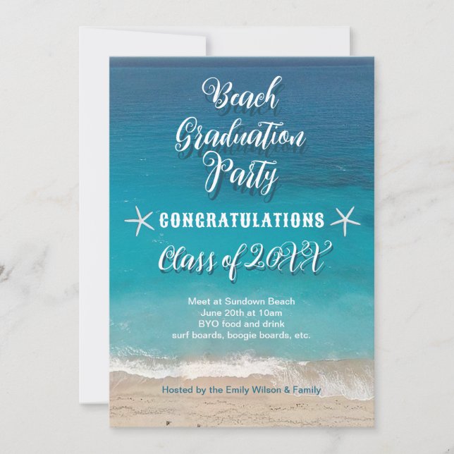 Partido de Graduación de Playa para Invitación de  (Anverso)