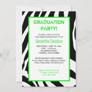 Partido de Graduación de Rayas de Zebra Invitación