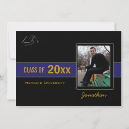 Partido de Graduación Foto Invitación azul