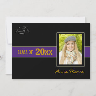 Partido de Graduación Foto Invitación púrpura