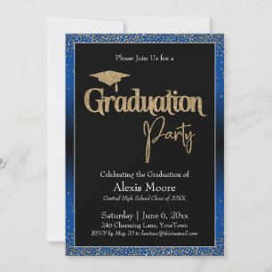 Partido de Graduación Invitación de Confetti Azul