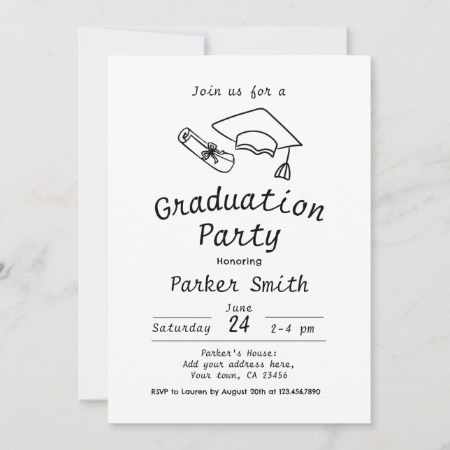 Partido de Graduación Invitación Moderna (Anverso)