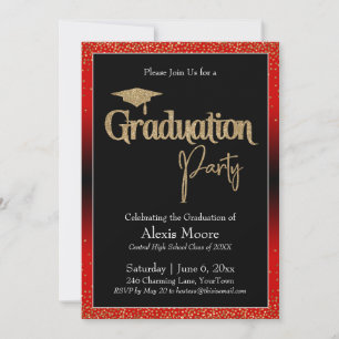 Partido de Graduación Invitación Red Ombre Confett