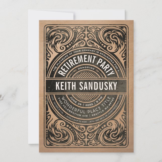 Partido de Jubilación Invitación a Rustic Kraft BQ (Anverso)