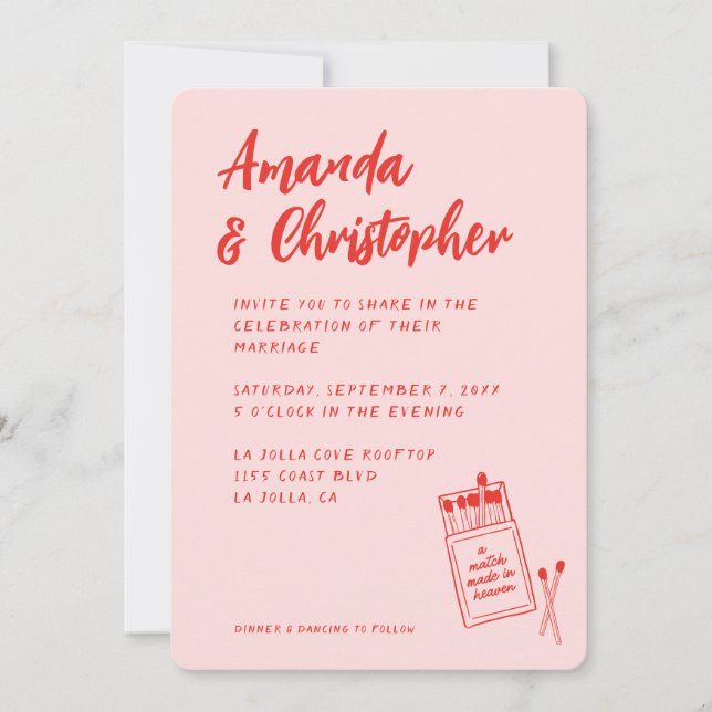 Partido hecho en la invitación de la boda roja ret (Anverso)