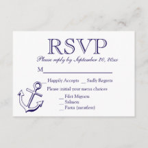 Partido Nautical RSVP Navy Blue Anchor Wedding