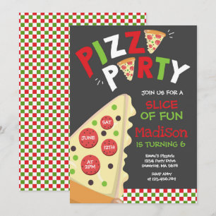 Partido Pizza Invitación Fiesta de Cumpleaños Pizz