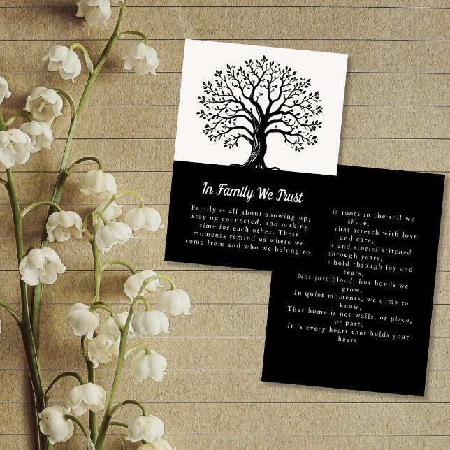 Partido Reunión de Árboles Familiares favorece tar (Family Tree Reunion Party Favor Black & White Card)