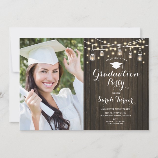 Partido Rústico de Graduación - Invitación a la fo (Anverso)
