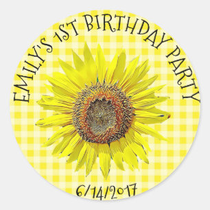 Partidos de cumpleaños o Pegatinas de girasoles de