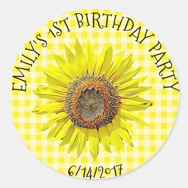 Partidos de cumpleaños o Pegatinas de girasoles de (Anverso)